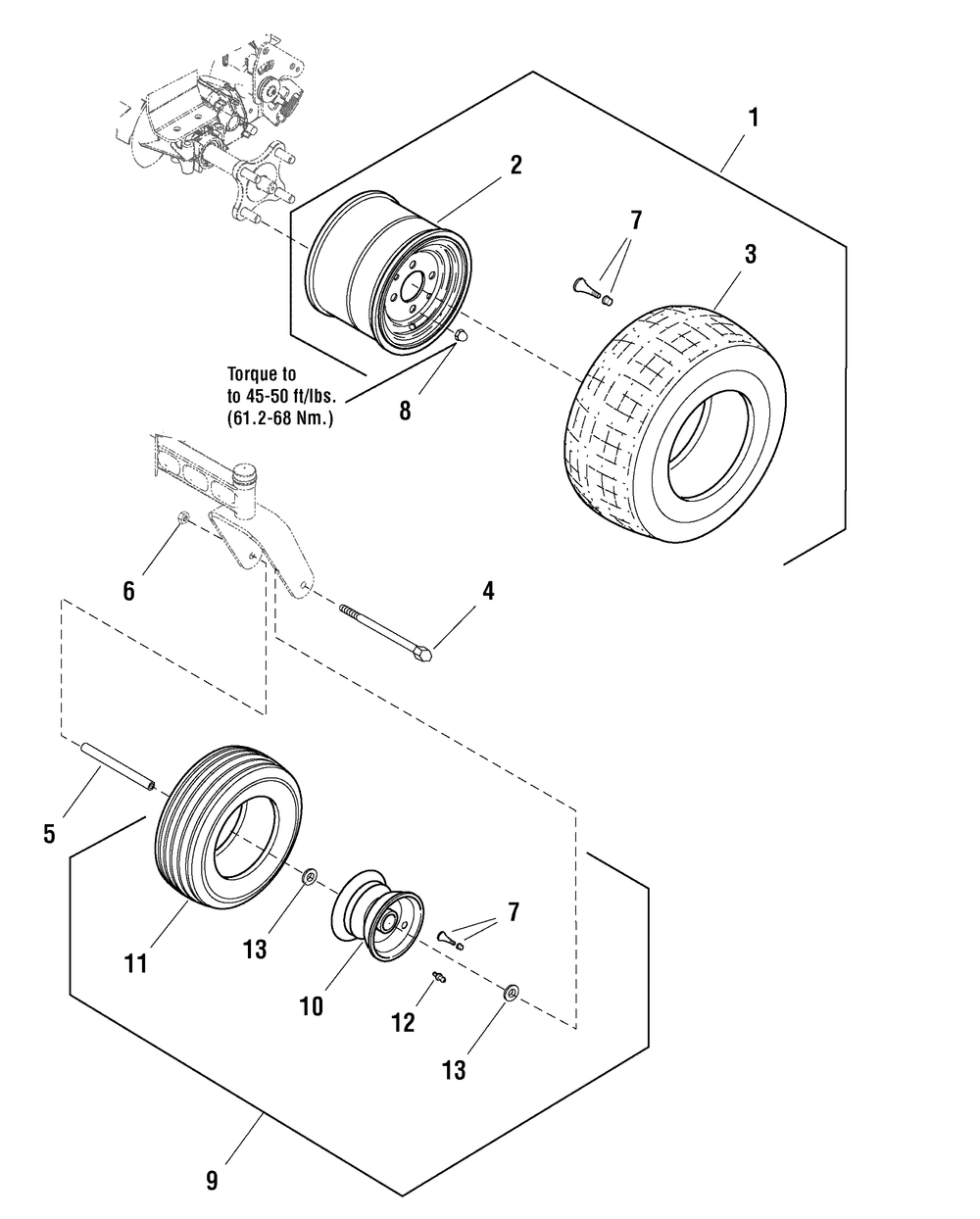 Wheel And Tire Group (W7501728) Diagram and Parts List for 7800629-E20M42 2010 Briggs and Stratton Lawn Tractor Accessories